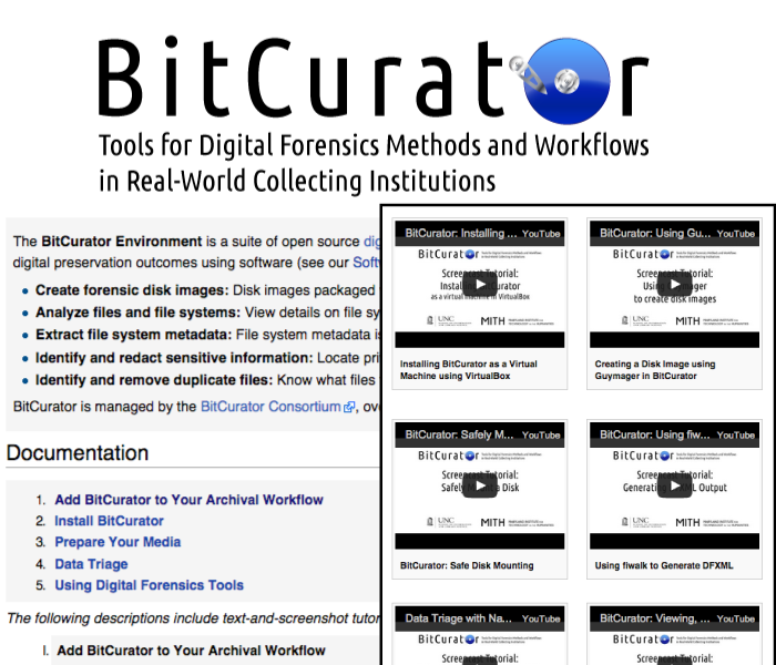 Screenshot of BitCurator logo and wiki
