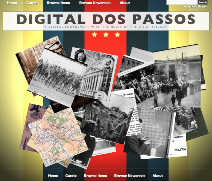 Screenshot of non-linear entry into online archive at DigitalDosPassos.com